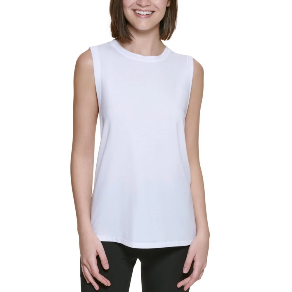 CALVIN KLEIN PERFORMANCE White Moisture Wicking Sleeveless Scoop Neck Tank Top
